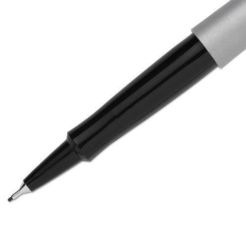 Flair Felt Tip Porous Point Pen, Stick, Extra-fine 0.4 Mm, Black Ink, Black Barrel, Dozen