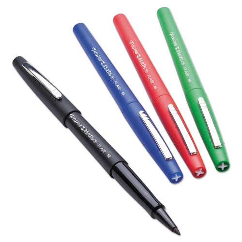 Point Guard Flair Felt Tip Porous Point Pen, Stick, Medium 0.7 Mm, Green Ink, Green Barrel, Dozen