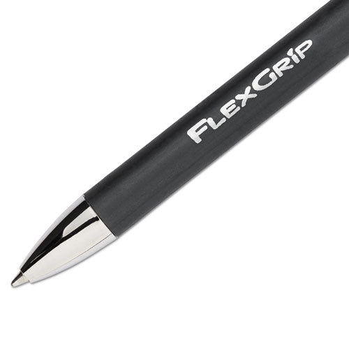 Flexgrip Elite Ballpoint Pen, Retractable, Fine 0.8 Mm, Black Ink, Black Barrel, Dozen