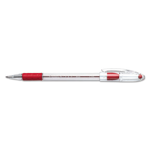 R.s.v.p. Ballpoint Pen, Stick, Fine 0.7 Mm, Red Ink, Clear/red Barrel, Dozen