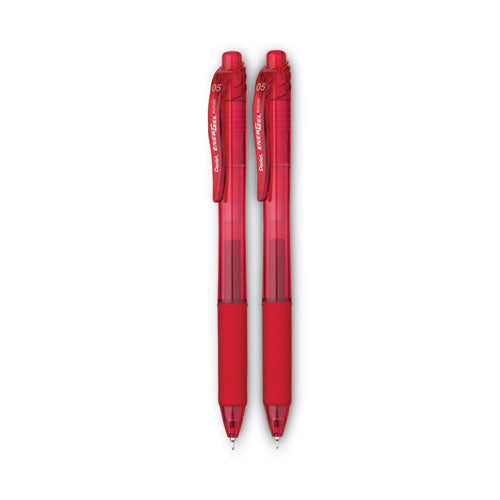 Energel-x Gel Pen, Retractable, Fine 0.5 Mm Needle Tip, Red Ink, Red Barrel, Dozen