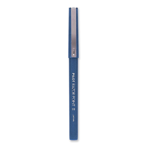 Razor Point Ii Super Fine Line Porous Point Pen, Stick, Extra-fine 0.2 Mm, Blue Ink, Blue Barrel, Dozen