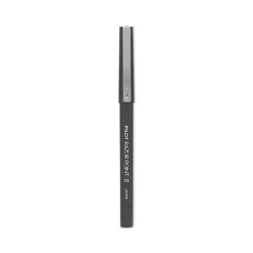 Razor Point Ii Super Fine Line Porous Point Pen, Stick, Extra-fine 0.2 Mm, Black Ink, Black Barrel, Dozen