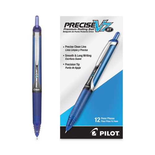 Precise V7rt Roller Ball Pen, Retractable, Fine 0.7 Mm, Blue Ink, Blue Barrel