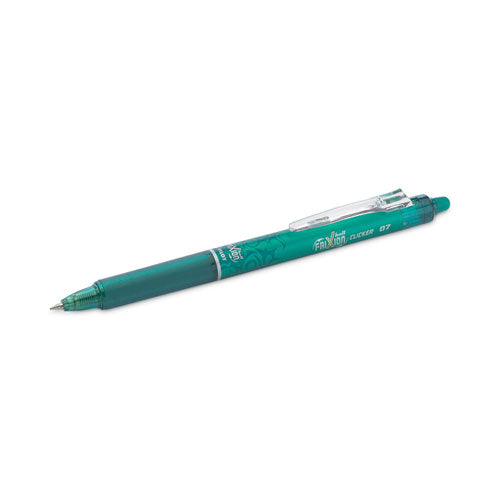 Frixion Clicker Erasable Gel Pen, Retractable, Fine 0.7 Mm, Green Ink, Green Barrel, Dozen