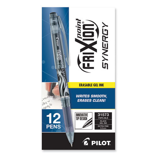 Frixion Point Erasable Gel Pen, Stick, Extra-fine 0.5 Mm, Black Ink, Black Barrel