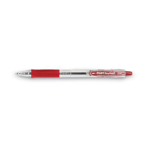 Easytouch Ballpoint Pen, Retractable, Fine 0.7 Mm, Red Ink, Clear Barrel, Dozen