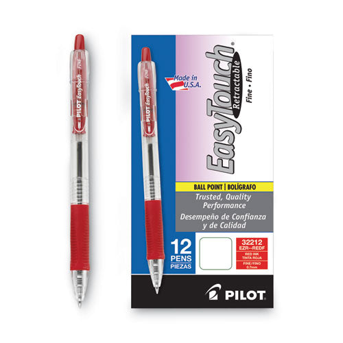 Easytouch Ballpoint Pen, Retractable, Fine 0.7 Mm, Red Ink, Clear Barrel, Dozen