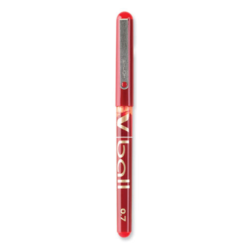 Vball Liquid Ink Roller Ball Pen, Stick, Extra-fine 0.5 Mm, Red Ink, Red Barrel, Dozen