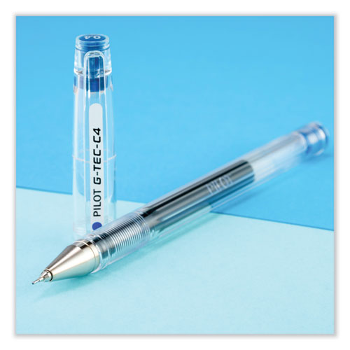 G-tec-c Ultra Gel Pen, Stick, Extra-fine 0.4 Mm, Blue Ink, Clear Barrel, Dozen