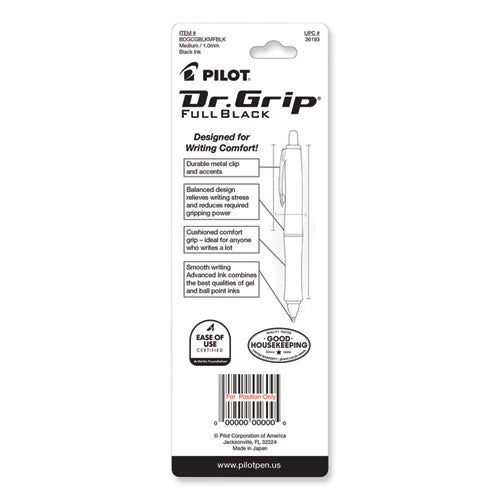 Dr. Grip Fullblack Advanced Ink Ballpoint Pen, Retractable, Medium 1 Mm, Black Ink, Black Barrel