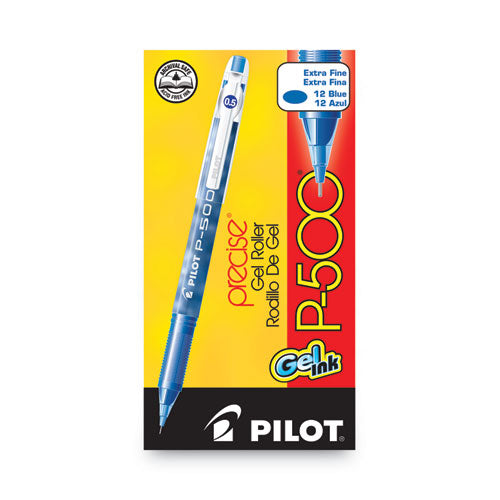 Precise P-500 Gel Pen, Stick, Extra-fine 0.5 Mm, Blue Ink, Blue Barrel, Dozen