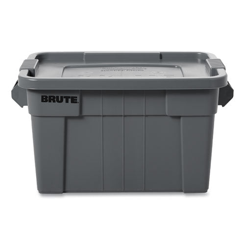 Brute Tote With Lid, 14 Gal, 27.5" X 16.75" X 10.75", Gray