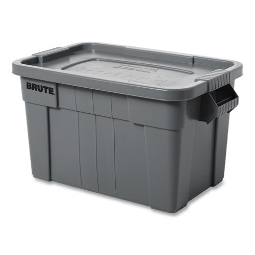 Brute Tote With Lid, 14 Gal, 27.5" X 16.75" X 10.75", Gray