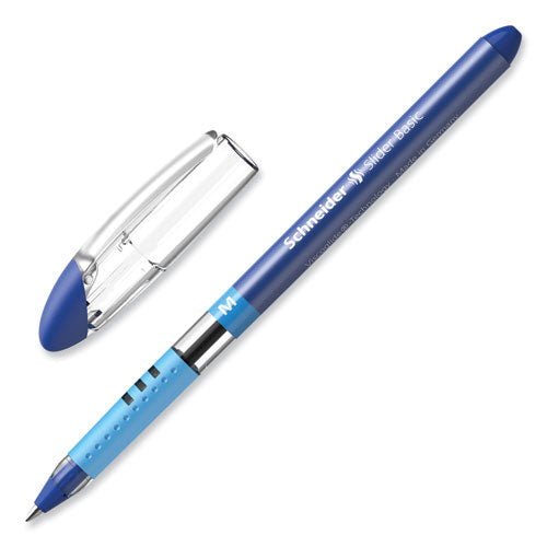 Slider Basic Ballpoint Pen, Stick, Medium 0.8 Mm, Blue Ink, Blue Barrel, 10/box