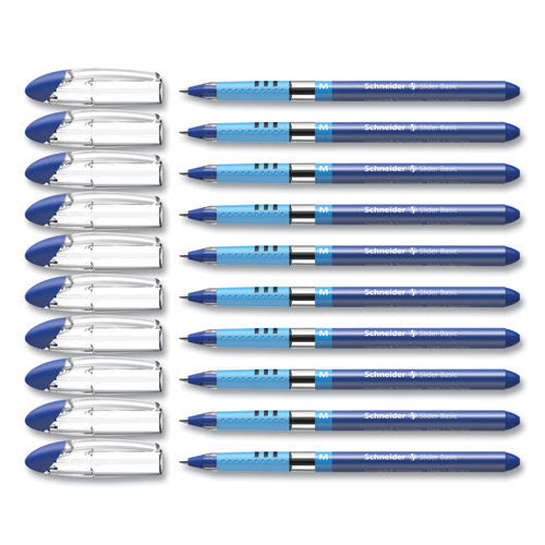 Slider Basic Ballpoint Pen, Stick, Medium 0.8 Mm, Blue Ink, Blue Barrel, 10/box