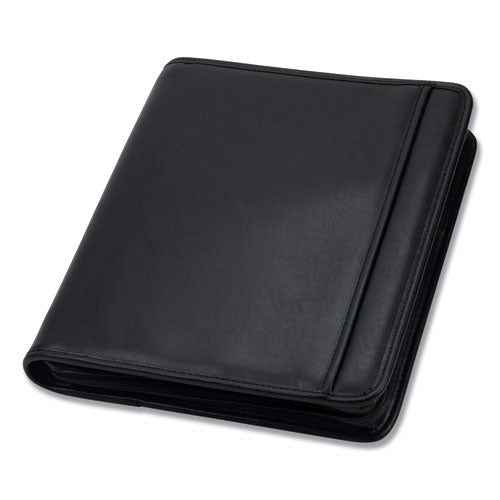 Professional Zippered Pad Holder/ring Binder, Pockets, Writing Pad, Vinyl Black