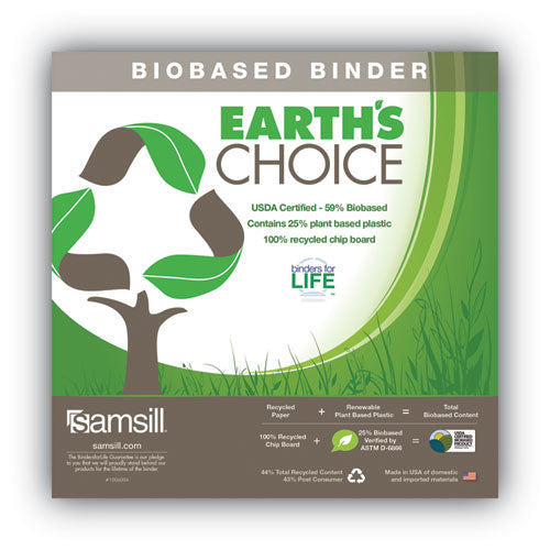 Earth™s Choice Plant-based Durable Fashion View Binder, 3 Rings, 1" Capacity, 11 X 8.5, Lime, 2/pack