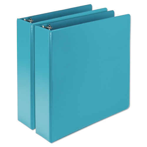 EarthÂ’s Choice Plant-based Durable Fashion View Binder, 3 Rings, 2" Capacity, 11 X 8.5, Turquoise, 2/pack