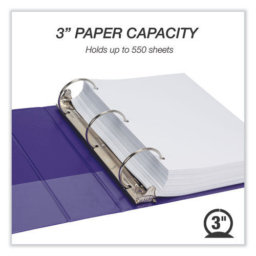 Earth's Choice Plant-based Economy Round Ring View Binders, 3 Rings, 3" Capacity, 11 X 8.5, Purple, 2/pack