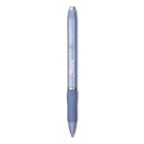 S-gel Fashion Barrel Gel Pen, Retractable, Medium 0.7 Mm, Black Ink, Frost Blue Barrel, Dozen