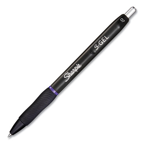 S-gel High-performance Gel Pen, Retractable, Medium 0.7 Mm, Purple Ink, Black Barrel, Dozen