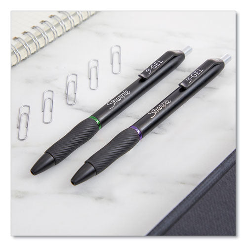 S-gel High-performance Gel Pen, Retractable, Medium 0.7 Mm, Purple Ink, Black Barrel, Dozen