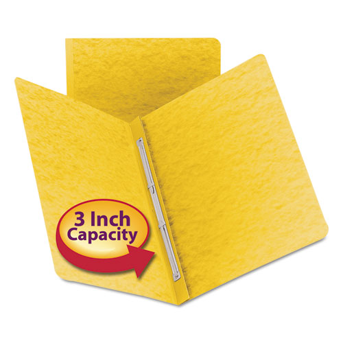 Prong Fastener Premium Pressboard Report Cover, Two-piece Prong Fastener, 3" Capacity, 8.5 X 11, Yellow/yellow