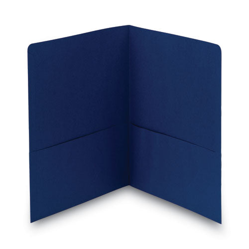 Two-pocket Folder, Textured Paper, 100-sheet Capacity, 11 X 8.5, Dark Blue, 25/box