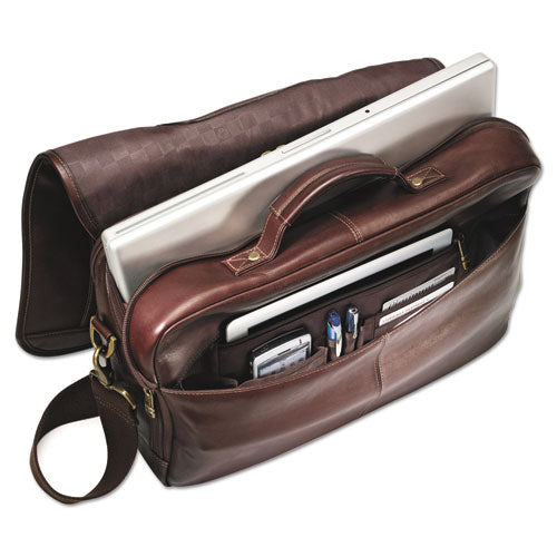 Leather Flapover Case, Fits Devices Up To 15.6", Leather, 16 X 6 X 13, Brown