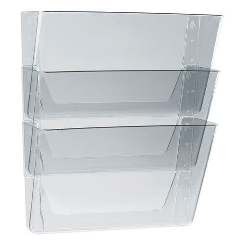 Wall File, 3 Sections, Letter Size, 13" X 4" X 14", Clear, 3/set