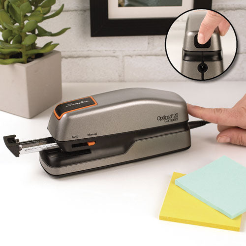 Optima Grip Electric Stapler, 20-sheet Capacity, Black/silver