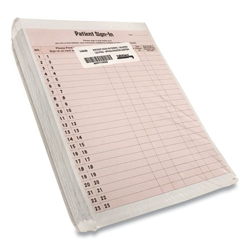 Patient Sign-in Label Forms, Two-part Carbon, 8.5 X 11.63, Salmon Sheets, 125 Forms Total