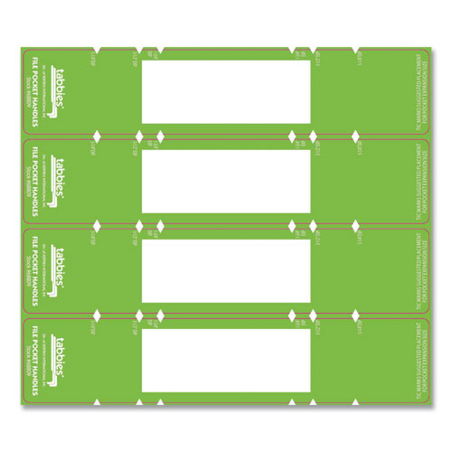 File Pocket Handles, 9.63 X 2, Green/white, 4/sheet, 12 Sheets/pack