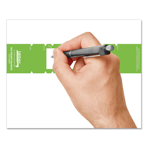 File Pocket Handles, 9.63 X 2, Green/white, 4/sheet, 12 Sheets/pack