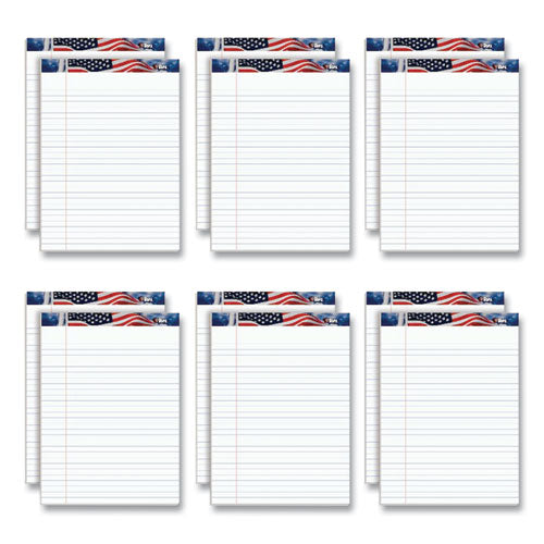 American Pride Writing Pad, Wide/legal Rule, Red/white/blue Headband, 50 White 8.5 X 11.75 Sheets, 12 Pads/pack