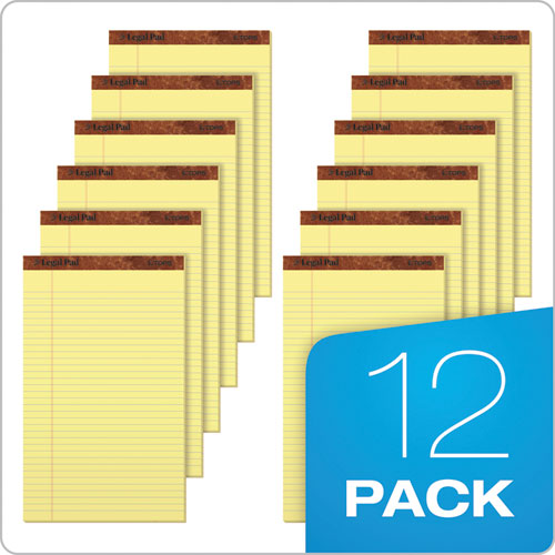 The Legal Pad Plus Ruled Perforated Pads, 40 Pt. Back, Wide/legal Rule, 50 Canary-yellow 8.5 X 14 Sheets, Dozen