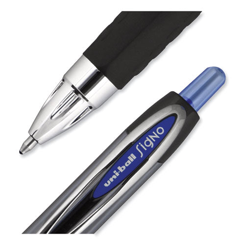 Signo 207 Gel Pen, Retractable, Bold 1 Mm, Blue Ink, Black/blue Barrel, Dozen