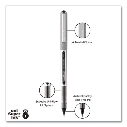 Vision Rollerball Pen, Stick, Fine 0.7 Mm, Black Ink, Silver/black/clear Barrel, 36/pack