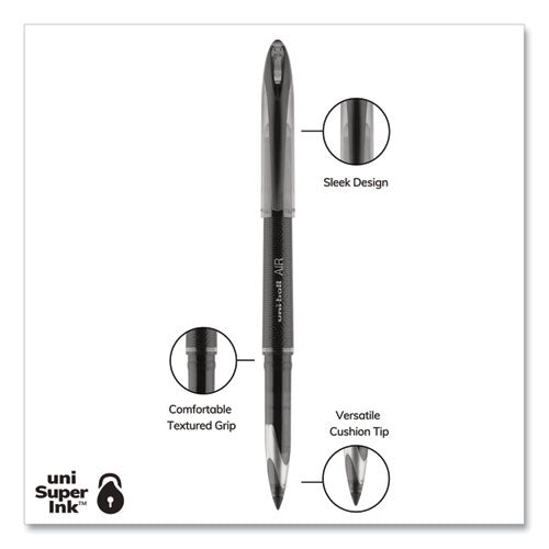 Air Porous Rollerball Pen, Stick, Medium 0.7 Mm, Black Ink, Black Barrel, Dozen