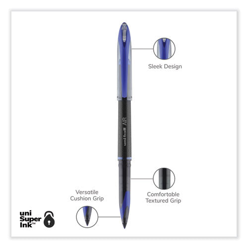 Air Porous Rollerball Pen, Stick, Medium 0.7 Mm, Blue Ink, Black/blue Barrel, Dozen