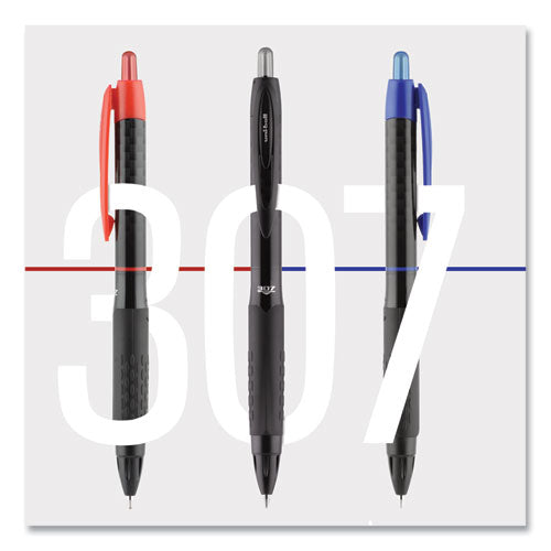 307 Gel Pen, Retractable, Micro 0.5 Mm, Blue Ink, Black Barrel, Dozen