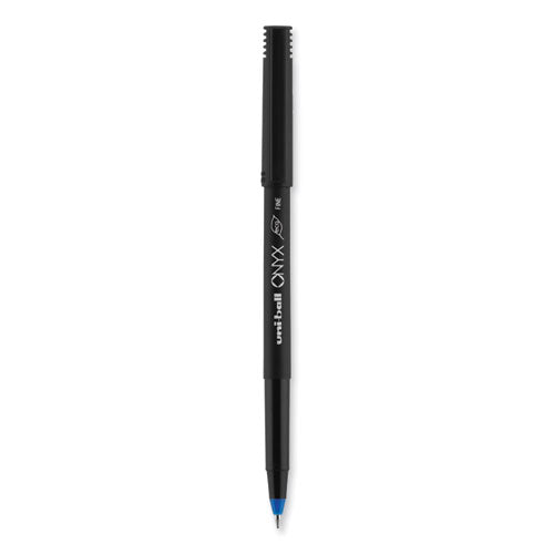 Onyx Rollerball Pen, Stick, Fine 0.7 Mm, Blue Ink, Black/blue Barrel, 72/pack