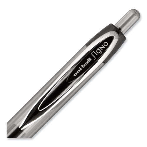 Signo 207 Gel Pen, Retractable, Medium 0.7 Mm, Black Ink, Translucent Black Barrel, 4/pack