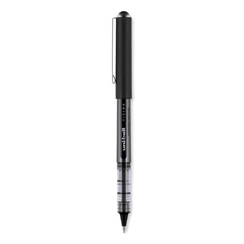 Vision Roller Ball Pen, Stick, Micro 0.5 Mm, Black Ink, Black/gray Barrel, Dozen