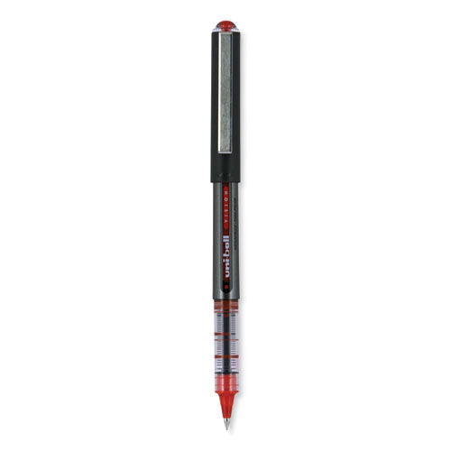 Vision Roller Ball Pen, Stick, Micro 0.5 Mm, Red Ink, Gray/red Barrel, Dozen