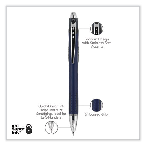 Jetstream Retractable Hybrid Gel Pen, Fine 0.7 Mm, Black Ink, Blue/silver Barrel