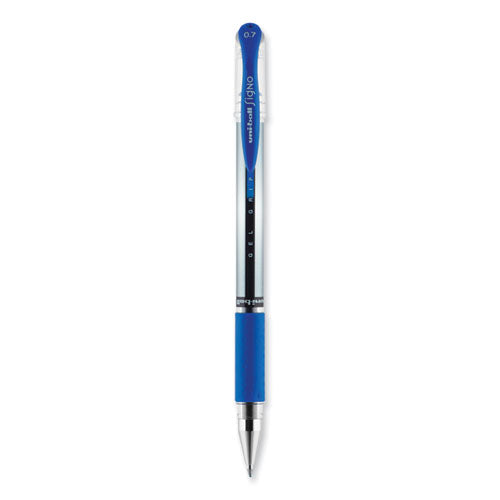 Signo Grip Gel Pen, Stick, Medium 0.7 Mm, Blue Ink, Silver/blue Barrel, Dozen