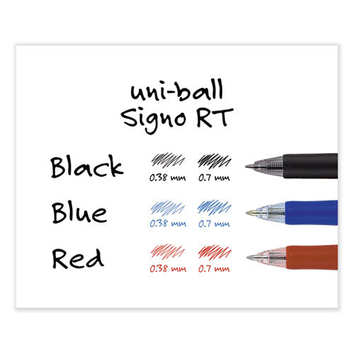 Signo Gel Pen, Retractable, Medium 0.7 Mm, Black Ink, Black/metallic Accents Barrel, Dozen