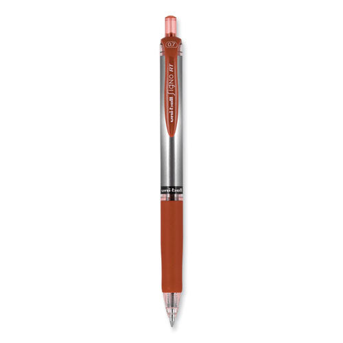 Signo Gel Pen, Retractable, Medium 0.7 Mm, Red Ink, Red/metallic Accents Barrel, Dozen